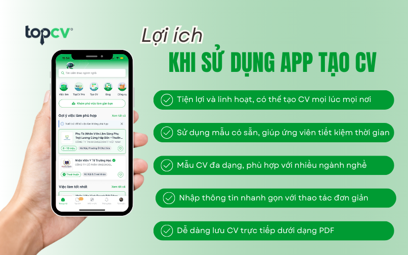 Chỉ với chiếc điện thoại di động ứng viên dễ dàng tạo CV online qua app