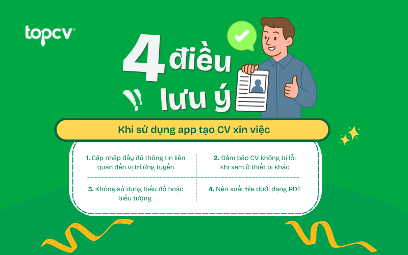 Những lưu ý khi sử dụng app tạo CV xin việc