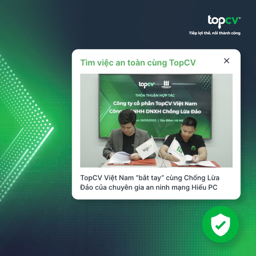 TopCV áp dụng nhiều biện pháp bảo mật để phòng chống lừa đảo trong tuyển dụng