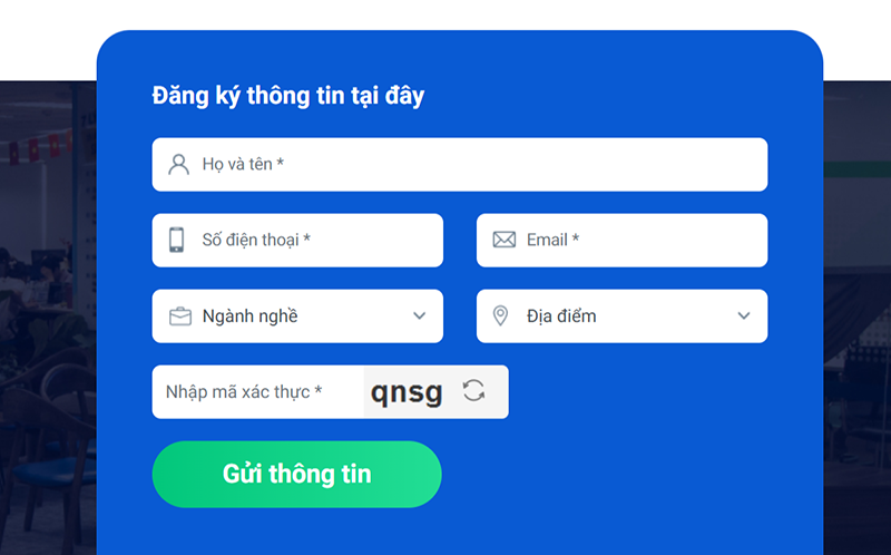Form ứng tuyển trên website của Sapo