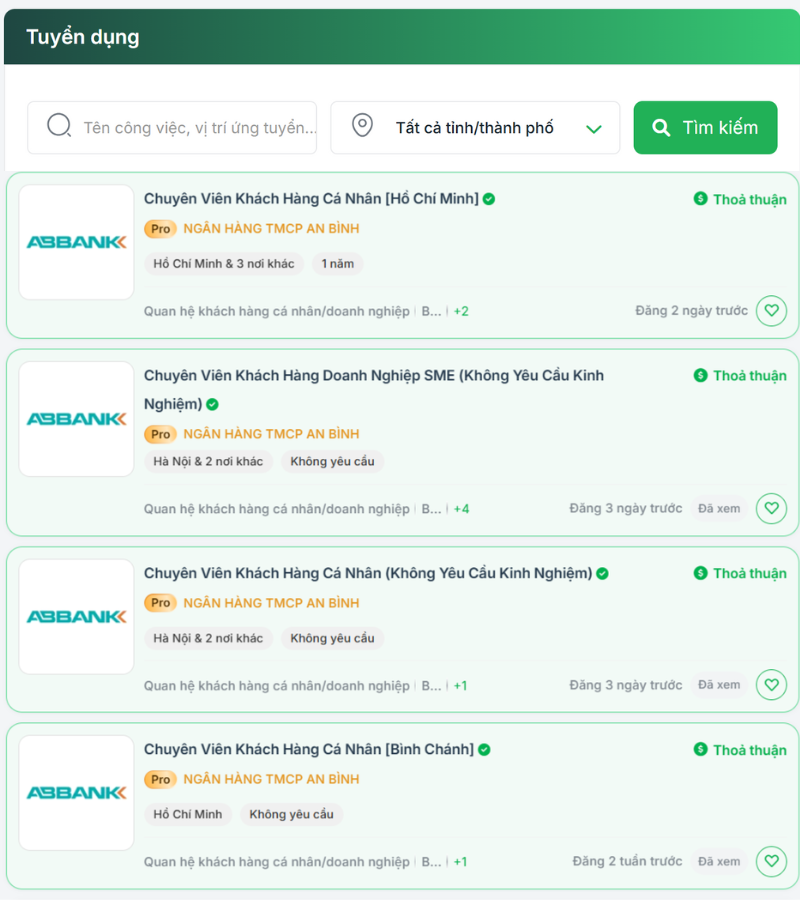 Ứng tuyển vào ABBank nhanh chóng trên TopCV 
