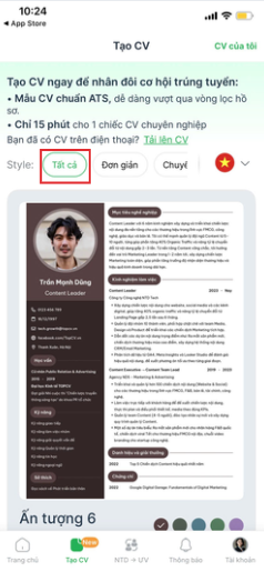 Chọn phong cách CV (Style)