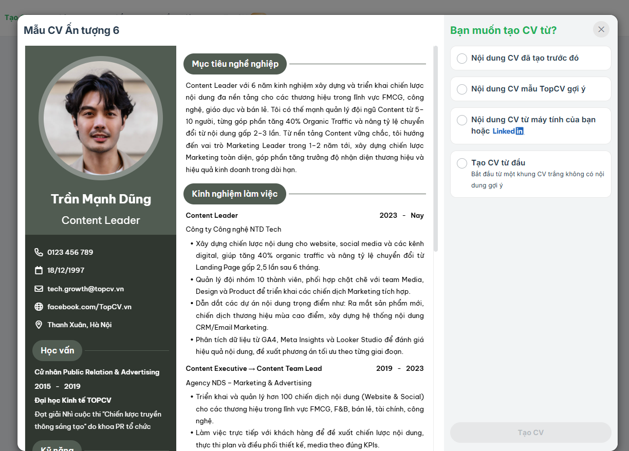 Chọn mẫu CV phù hợp
