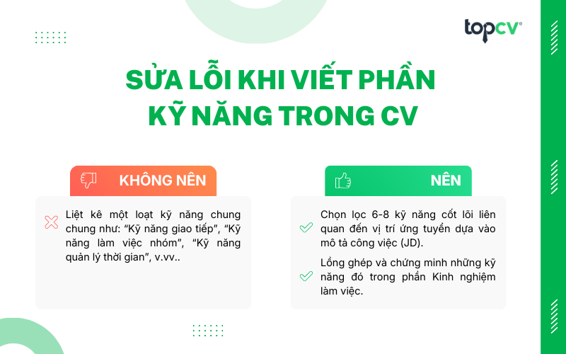 Sửa lỗi khi viết phần Kỹ năng trong CV