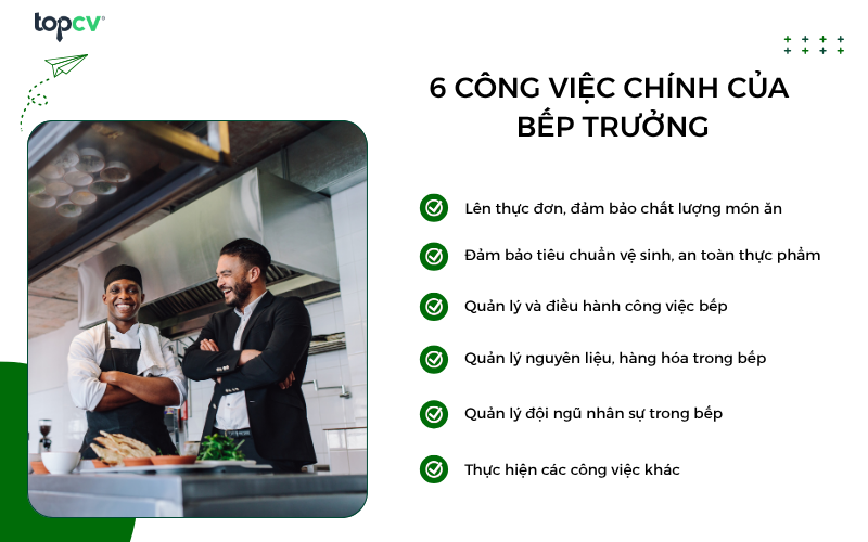 6 công việc chính của Bếp trưởng