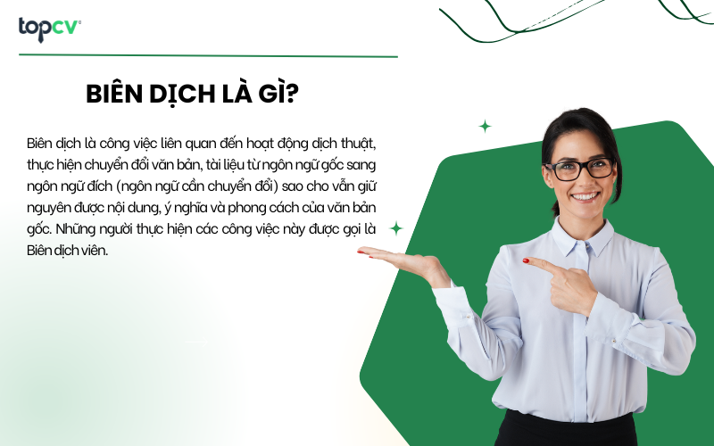 Biên dịch là công việc thực hiện chuyển đổi văn bản, tài liệu từ ngôn ngữ gốc sang ngôn ngữ đích&nbsp;