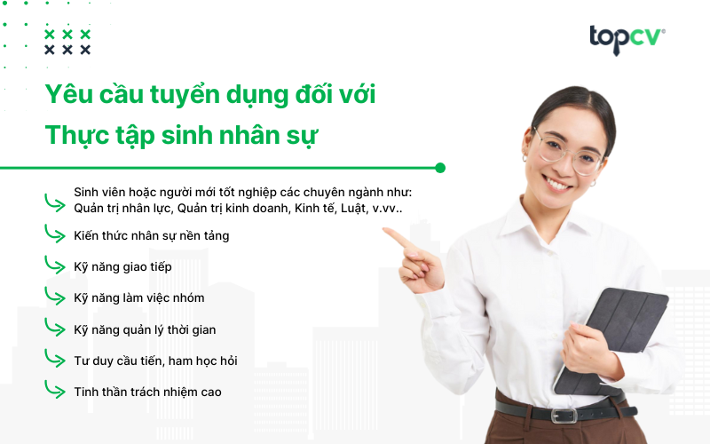 Yêu cầu tuyển dụng đối với vị trí Thực tập sinh nhân sự