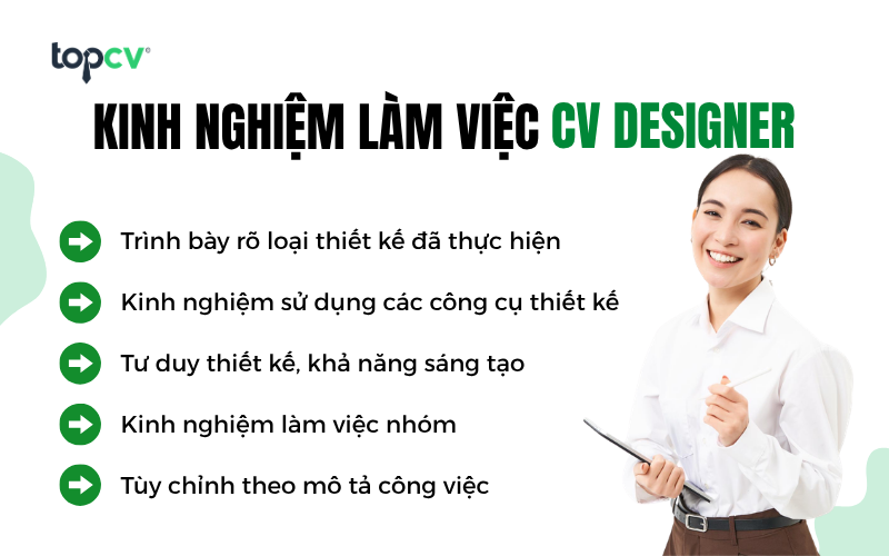 Cách viết kinh nghiệm làm việc trong CV Designer