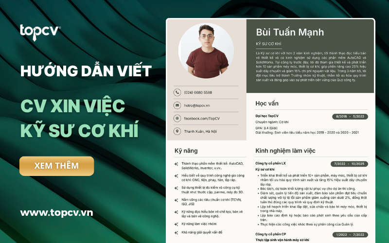 Hướng dẫn viết CV Kỹ sư cơ khí chuyên nghiệp, chi tiết