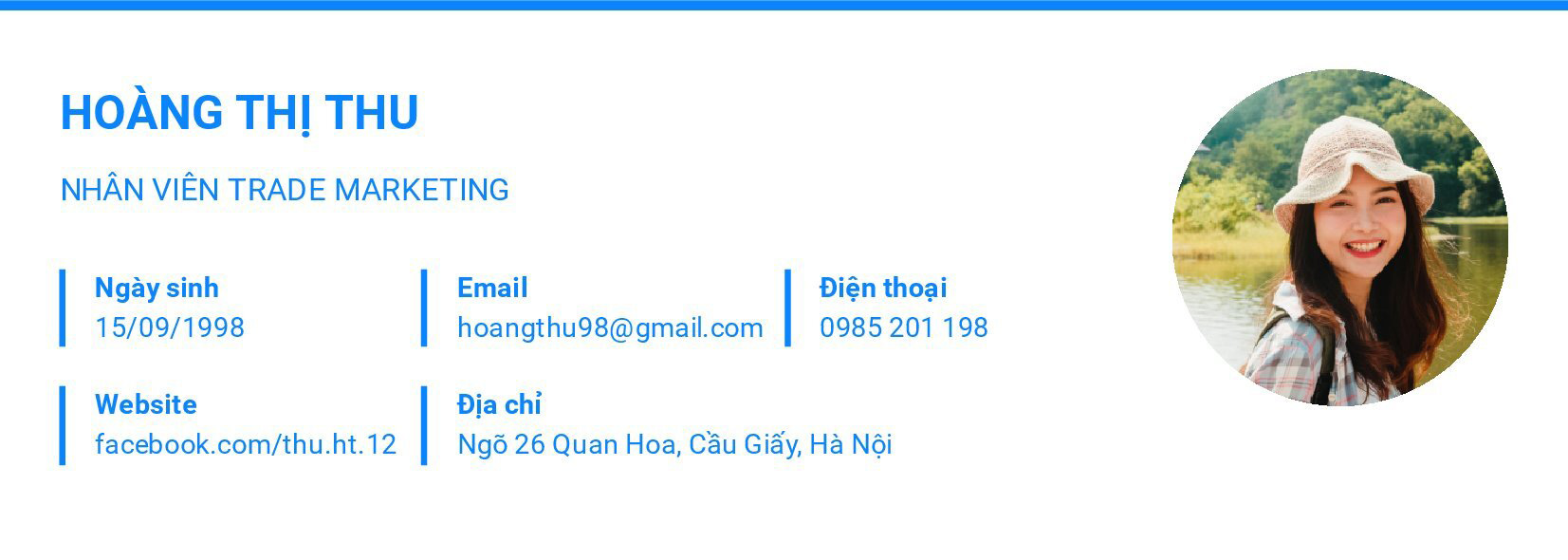 Ví dụ về thông tin cá nhân trong CV