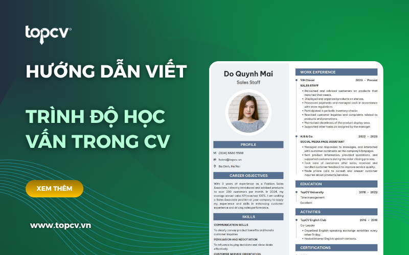 Hướng dẫn cách viết Trình độ học vấn trong CV thu hút nhà tuyển dụng