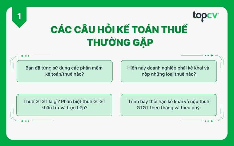 Bộ câu hỏi phỏng vấn Kế toán thuế về kiến thức chuyên môn