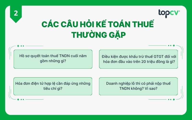 Các câu hỏi phỏng vấn Nhân viên kế toán thuế thường gặp
