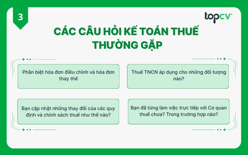 Các câu hỏi phỏng vấn Kế toán thuế thường gặp
