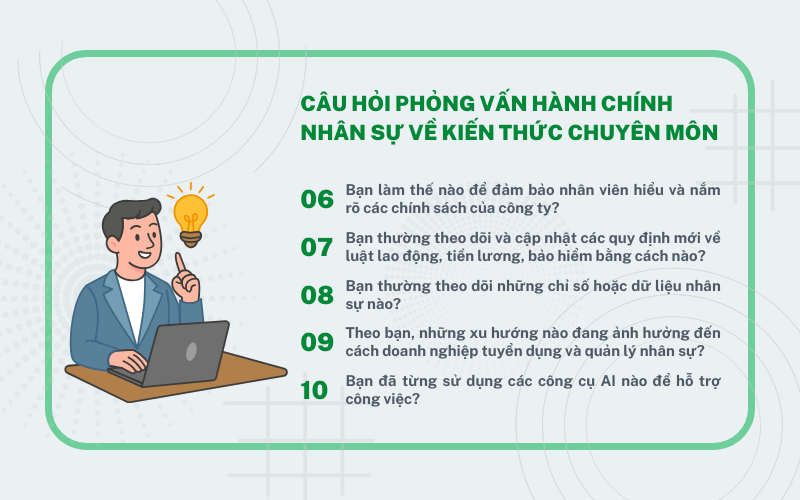 Nhóm câu hỏi phỏng vấn Hành chính nhân sự về kiến thức chuyên môn