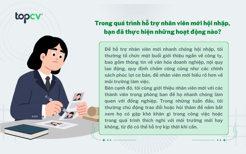 Cách trả lời câu hỏi về hỗ trợ nhân viên mới hội nhập