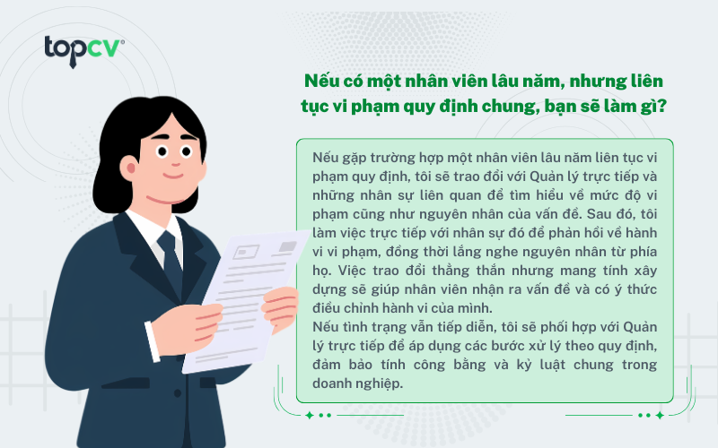 Cách trả lời câu hỏi về việc nhân viên vi phạm các quy định chung