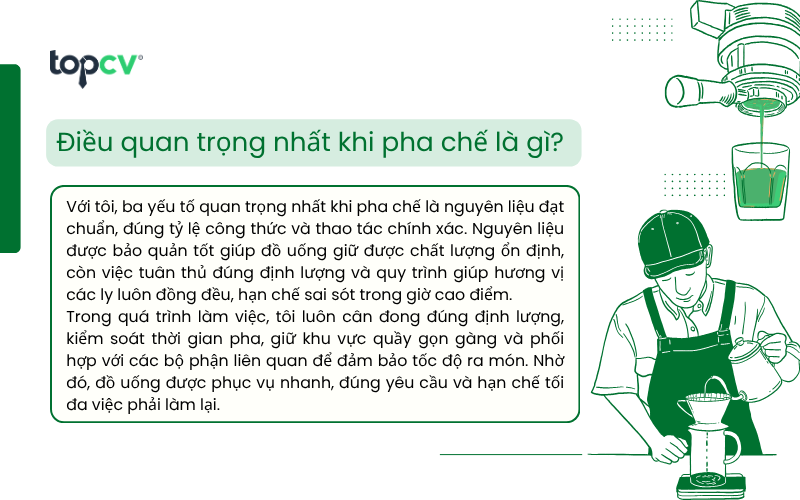 Câu hỏi phỏng vấn pha chế về kiến thức chuyên môn