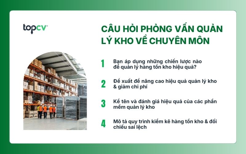 Câu hỏi phỏng vấn Quản lý kho về chuyên môn