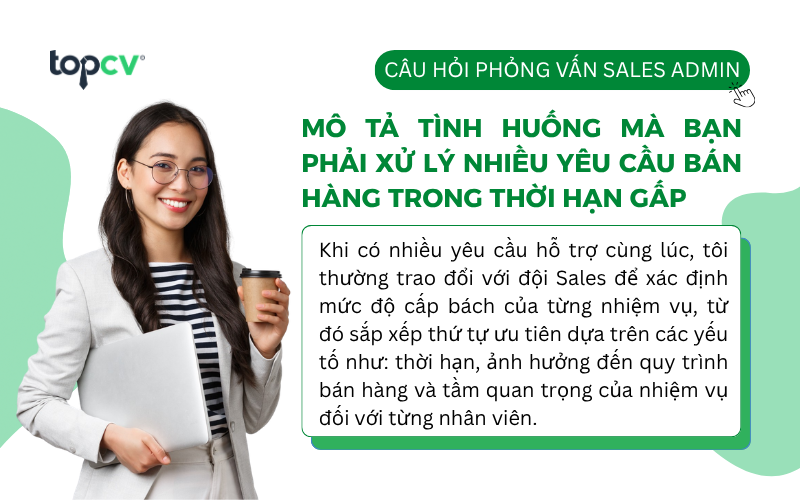 Câu hỏi phỏng vấn Sales Admin về kỹ năng xử lý tình huống
