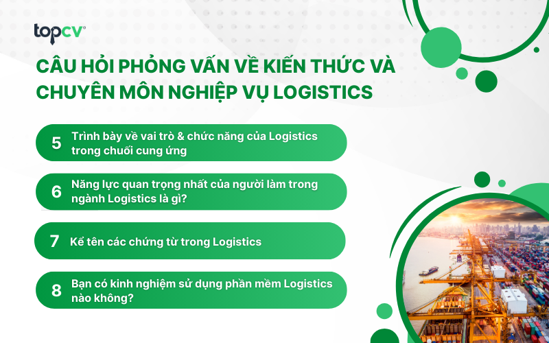 Câu hỏi phỏng vấn thực tập sinh Logistics về kiến thức và chuyên môn nghiệp vụ Logistics