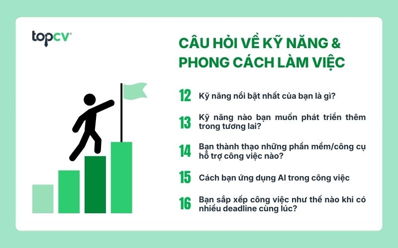 Câu hỏi phỏng vấn phổ biến về kỹ năng & phong cách làm việc