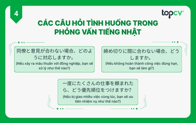 Các câu hỏi tình huống trong phỏng vấn tiếng Nhật 