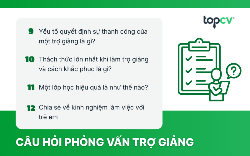 Câu hỏi phỏng vấn trợ giảng thường gặp