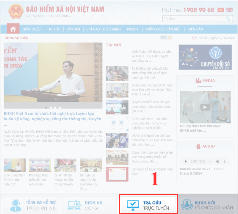 Bước đầu tiên trong cách xem chốt sổ Bảo hiểm xã hội tại cổng thông tin điện tử