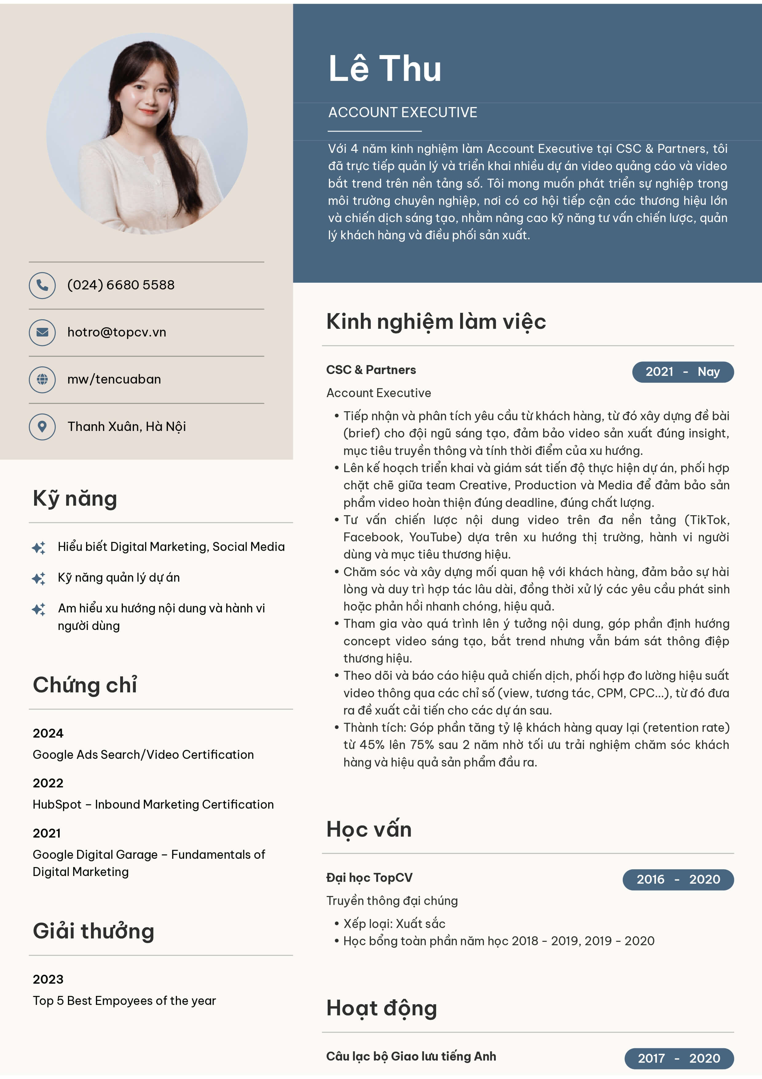 mau cv account executive