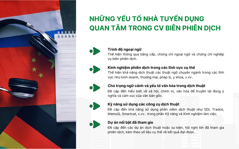 Những yếu tố nhà tuyển dụng quan tâm trong CV Biên phiên dịch