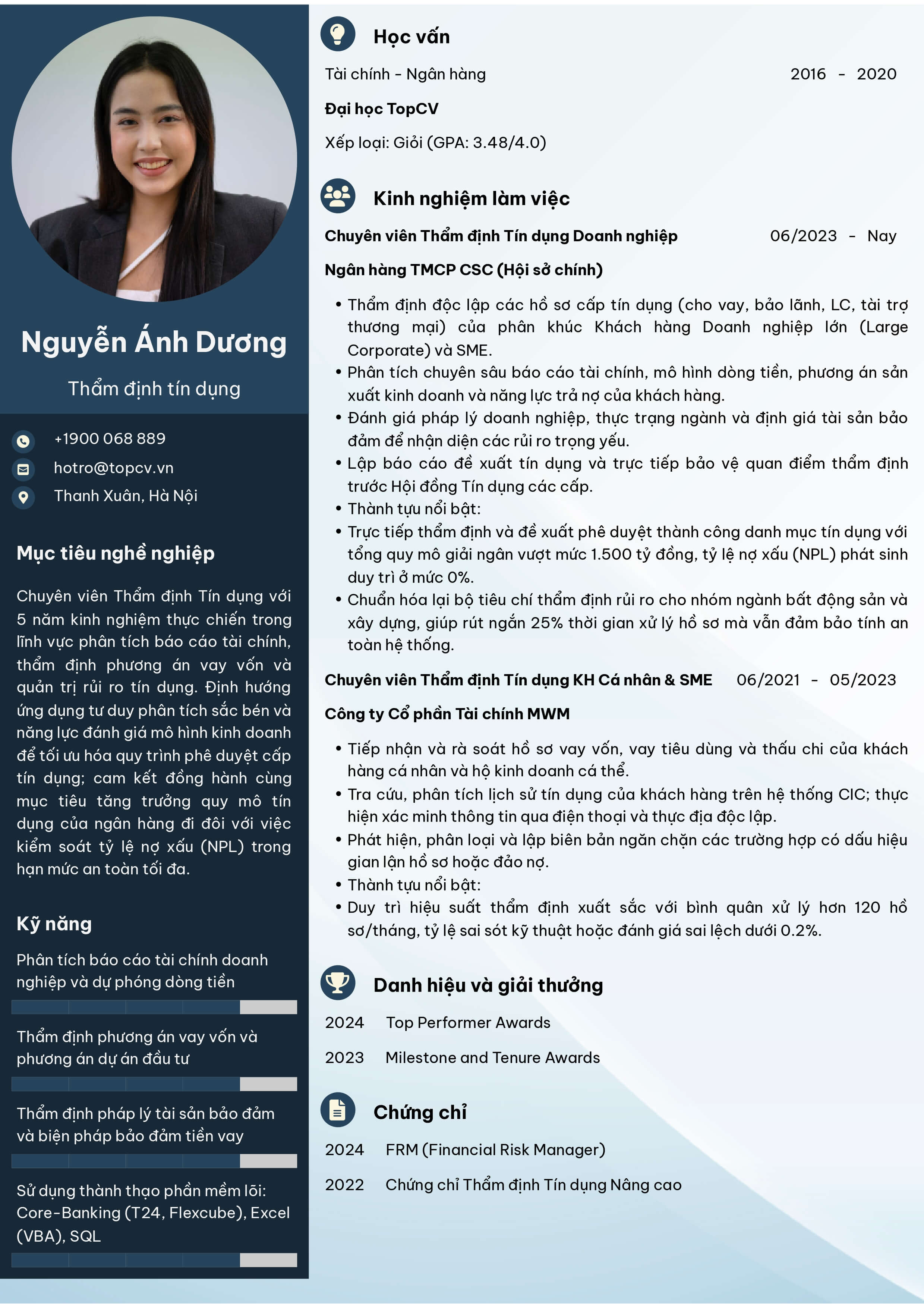 mau cv chuyen vien tham dinh tin dung