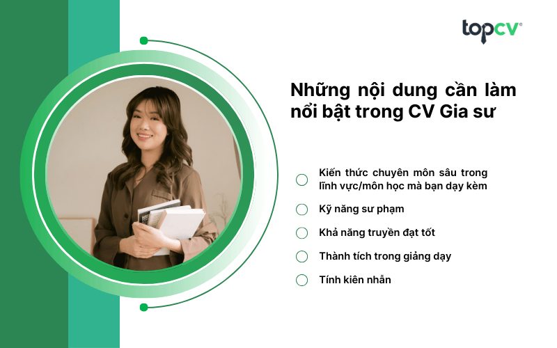 Những nội dung cần làm nổi bật trong CV Gia sư