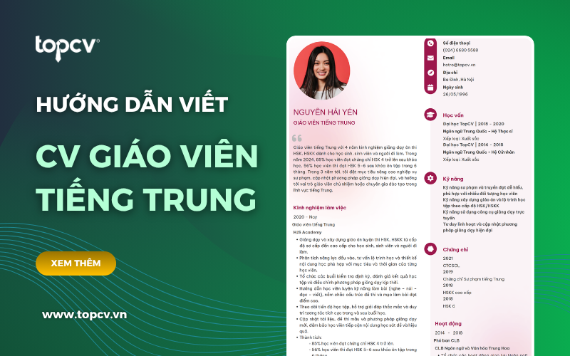 Hướng dẫn cách viết CV Giáo viên tiếng Trung