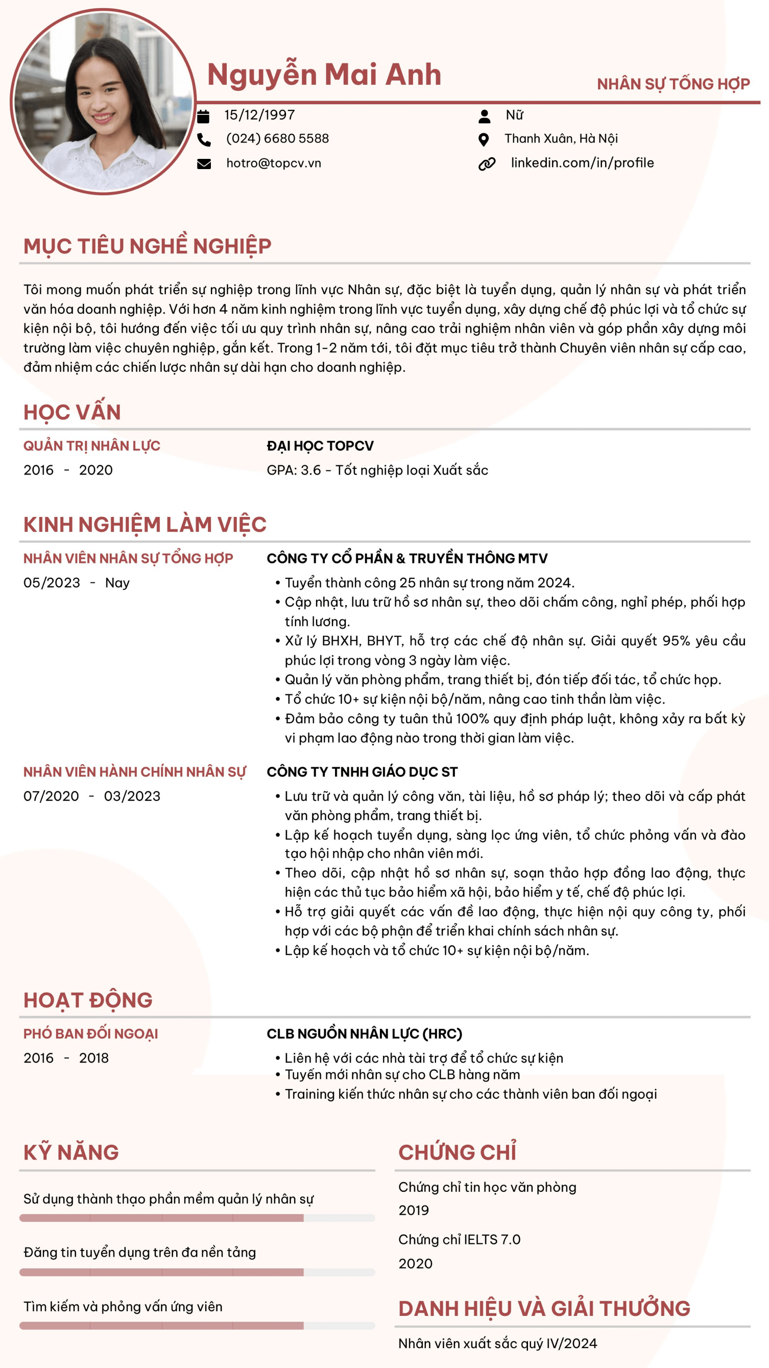CV Nhân sự tổng hợp