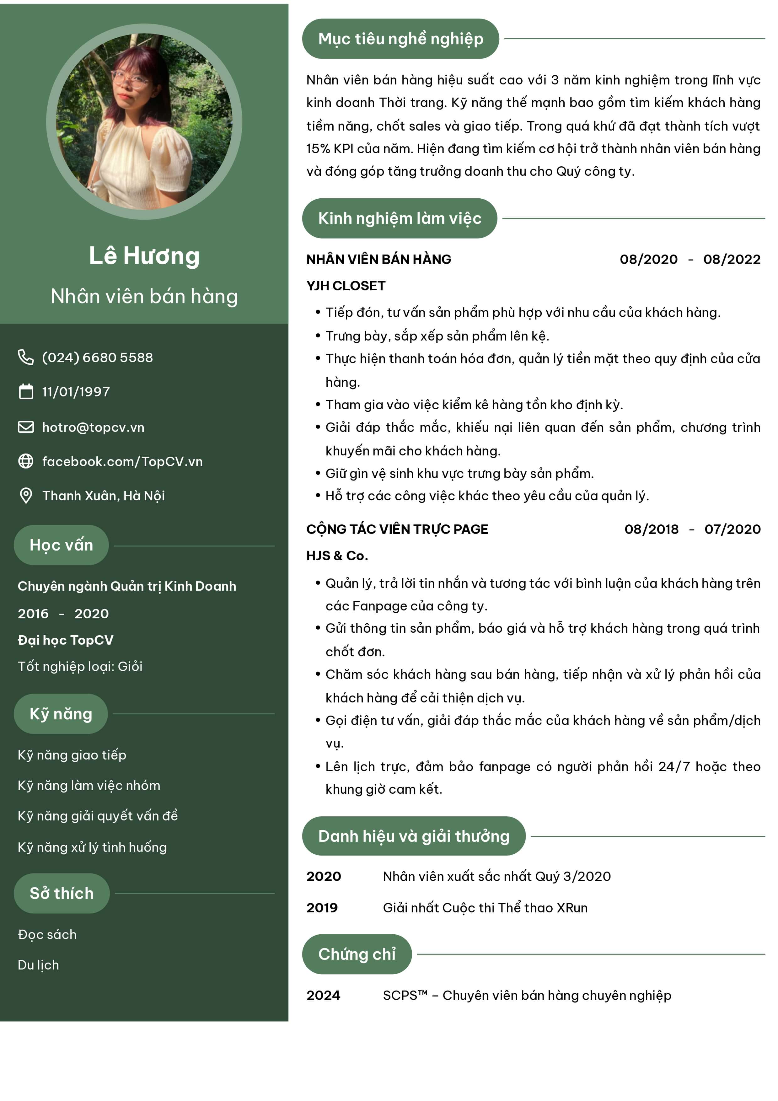 CV Nhân viên bán hàng mẫu Ấn tượng 6