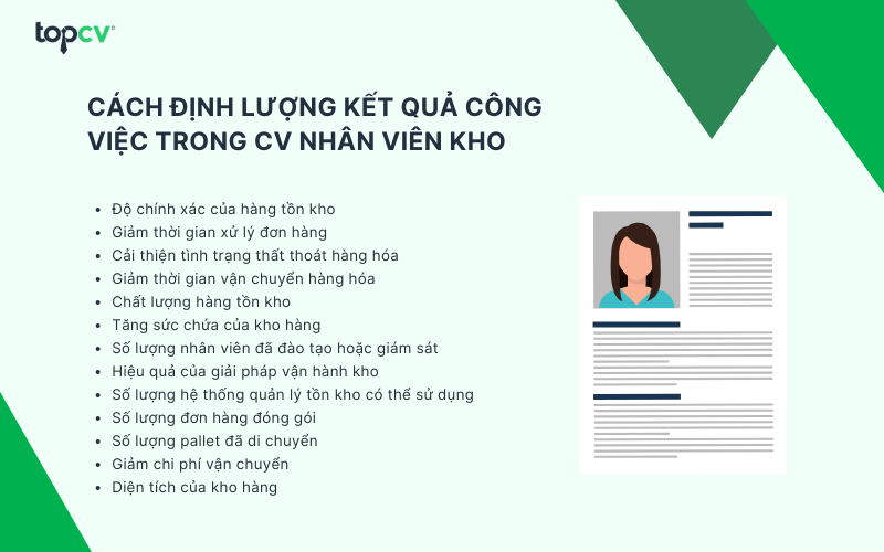 Cách định lượng kết quả công việc trong CV Nhân viên kho