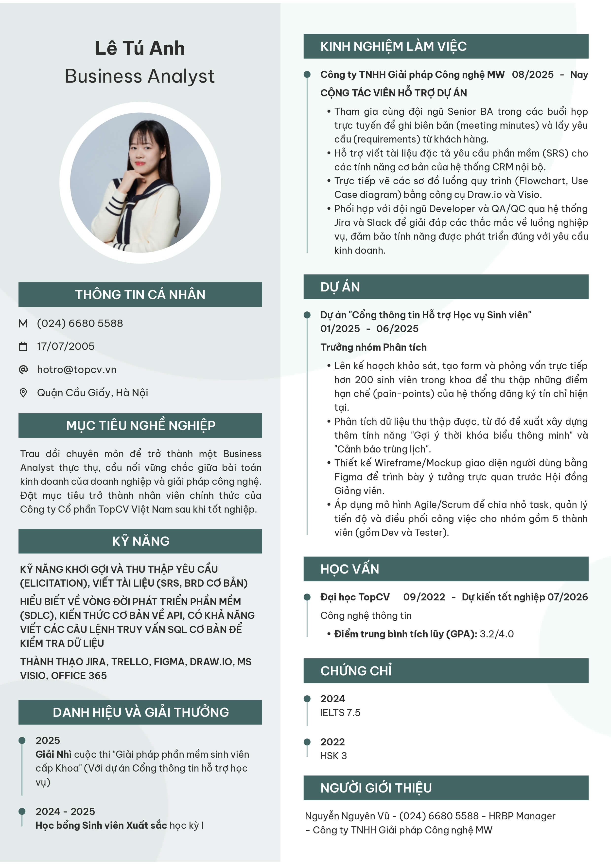 mau cv danh cho sinh vien