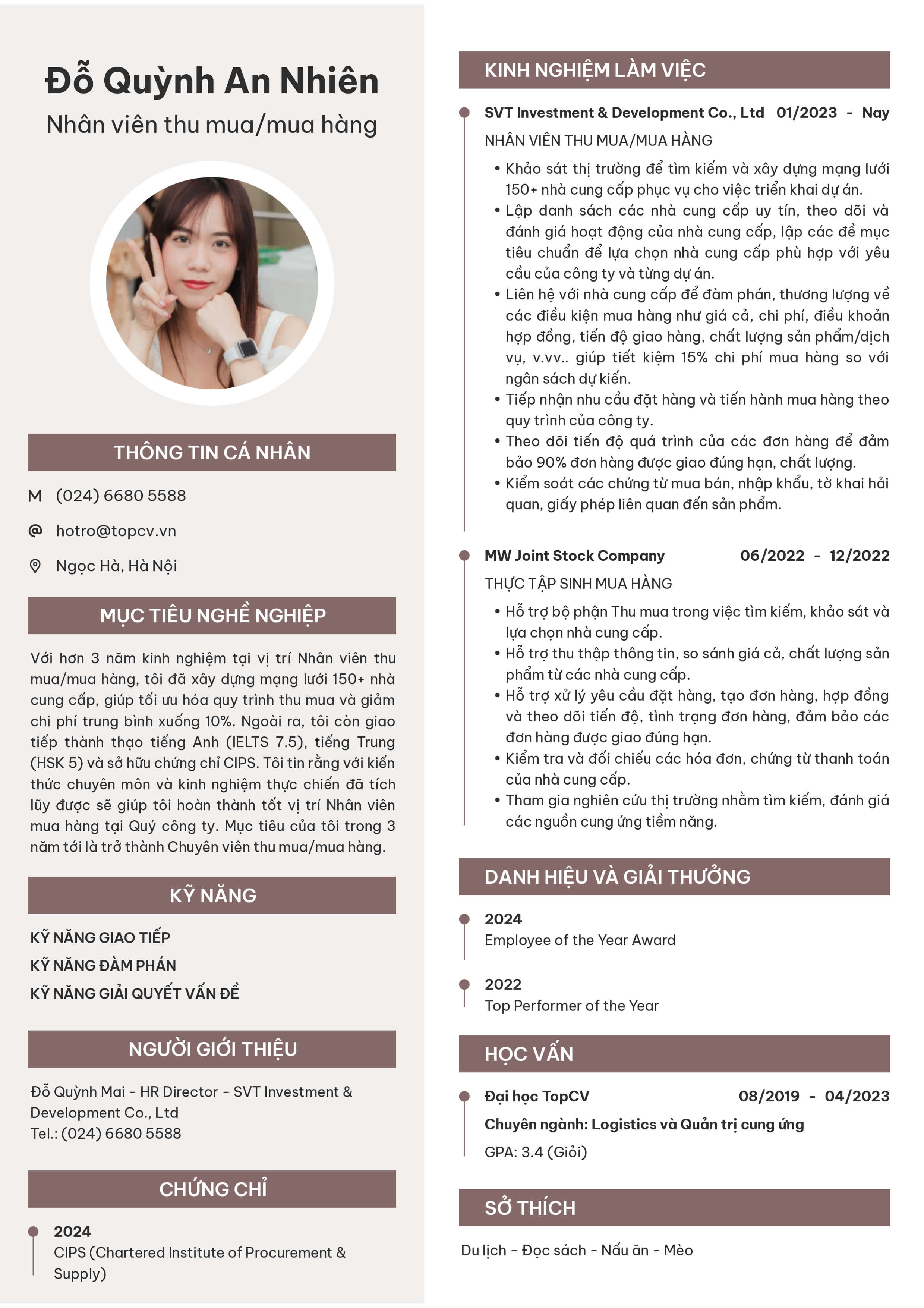 mau cv nhan vien thu mua mua hang