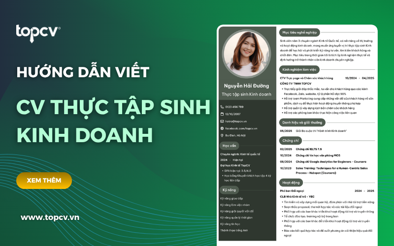 Hướng dẫn viết CV Thực tập sinh kinh doanh