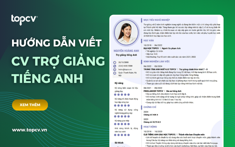 Hướng dẫn cách viết CV xin việc Trợ giảng tiếng Anh