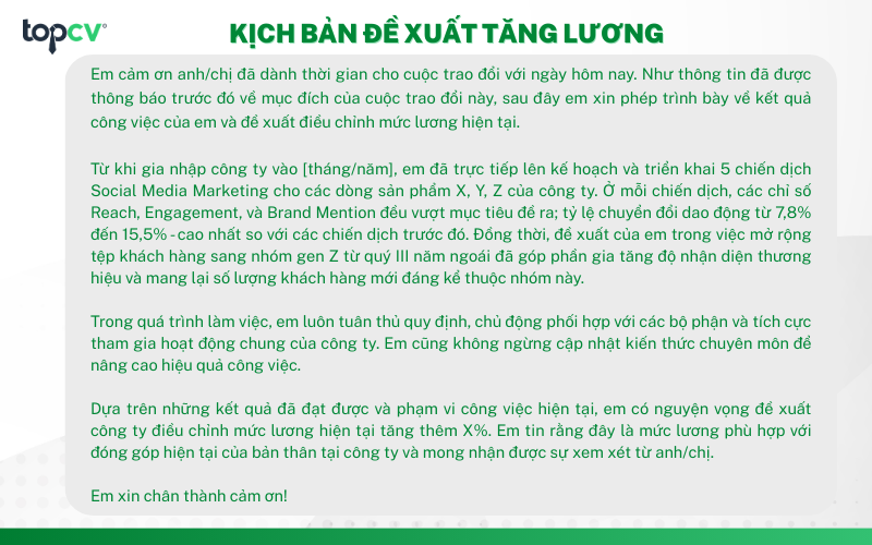 Kịch bản đề xuất tăng lương chuyên nghiệp