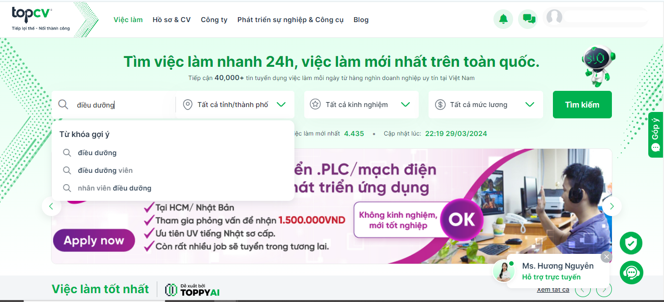 Tìm việc làm điều dưỡng viên ở đâu?