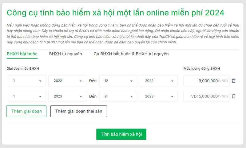Nhập các thông tin cần thiết