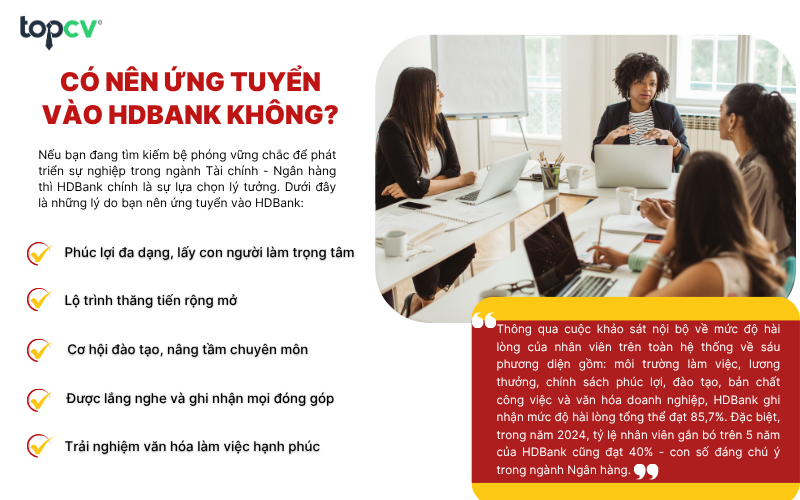 Lý do nên ứng tuyển vào HDbank