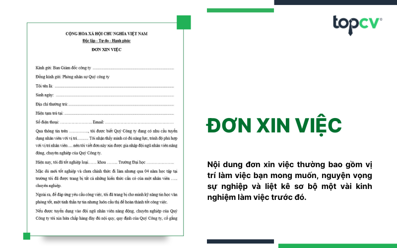 Đơn xin việc thay vai trò thư ứng tuyển gửi tới nhà tuyển dụng