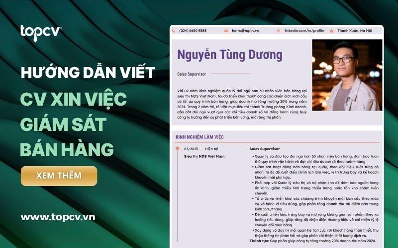 Hướng dẫn cách viết CV Giám sát bán hàng (Sales Supervisor)