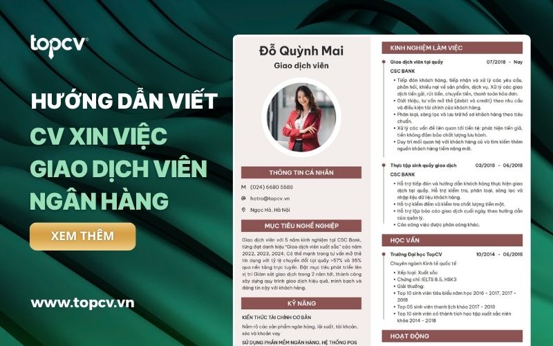 Hướng dẫn cách viết CV giao dịch viên ngân hàng