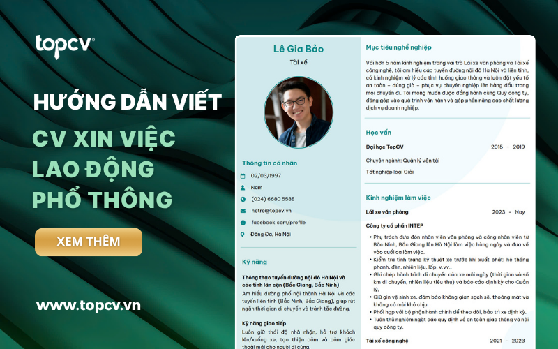 Hướng dẫn viết CV xin việc lao động phổ thông