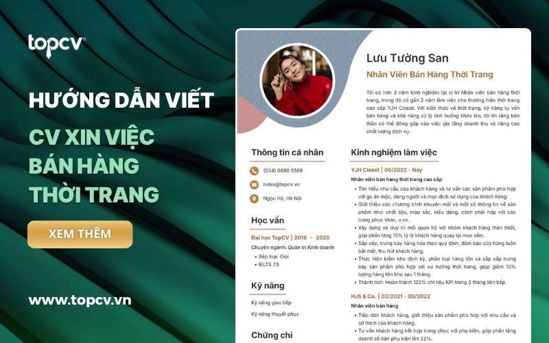 Hướng dẫn viết CV Nhân viên bán hàng thời trang ấn tượng